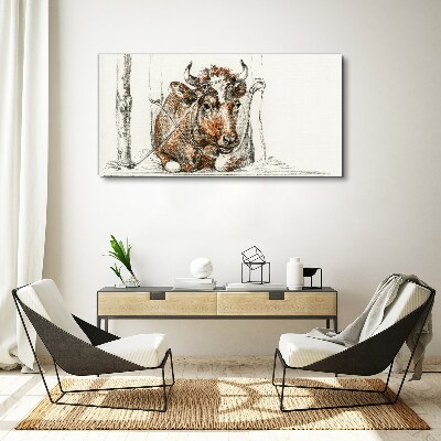 Schilderij op doek Een kalme koe in een landelijke omgeving