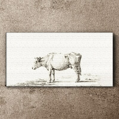 Canvas schilderij Een kalme koe tegen de achtergrond van de natuur