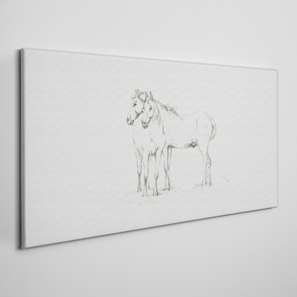 Schilderij op doek De nabijheid van paarden in de schaduw