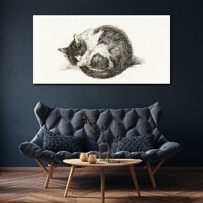 Canvas schilderij Een kattendroom in monochrome tinten