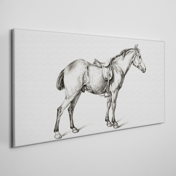 Schilderij op doek Tekening van een paard in het zadel