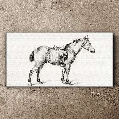 Schilderij op doek Tekening van een paard in het zadel