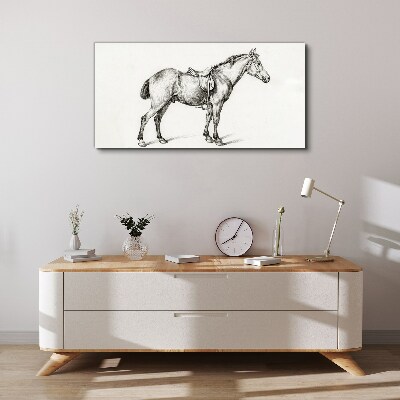 Schilderij op doek Tekening van een paard in het zadel