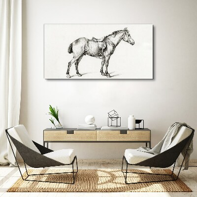 Schilderij op doek Tekening van een paard in het zadel