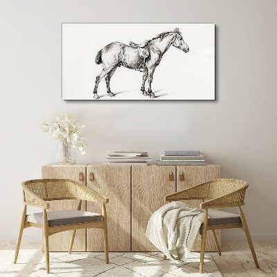 Schilderij op doek Tekening van een paard in het zadel