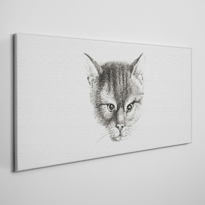 Canvas schilderij Portret van een kat in grijstinten