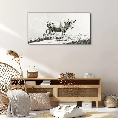 Schilderij op doek Zwarte koe in de weide