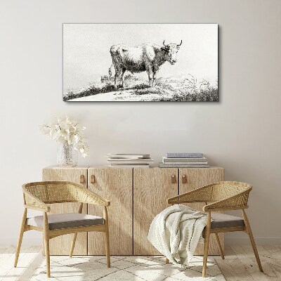 Schilderij op doek Zwarte koe in de weide