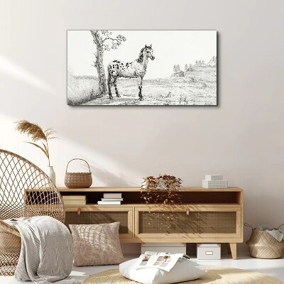 Schilderij op doek Paarden in het landschap