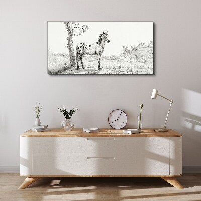 Schilderij op doek Paarden in het landschap