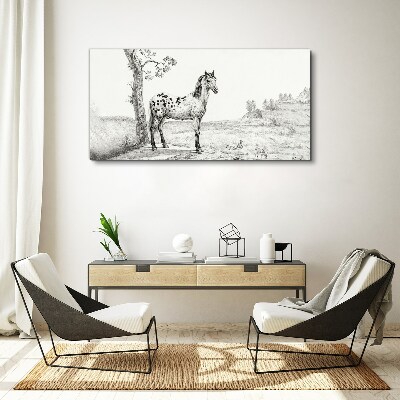 Schilderij op doek Paarden in het landschap