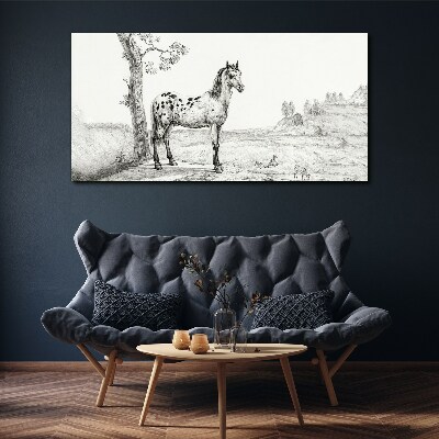 Schilderij op doek Paarden in het landschap