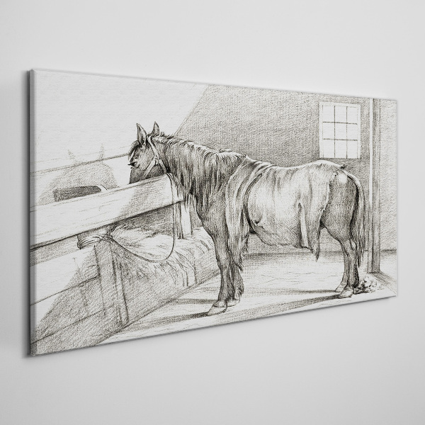 Foto op canvas Een rustig paard op stal