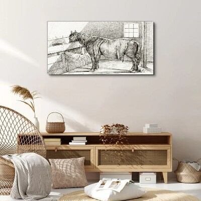 Foto op canvas Een rustig paard op stal
