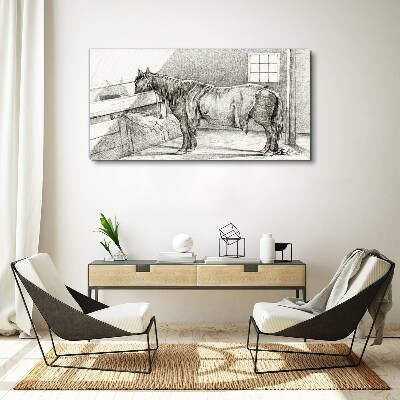 Foto op canvas Een rustig paard op stal