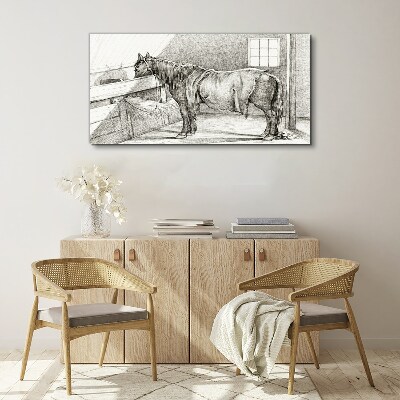 Foto op canvas Een rustig paard op stal