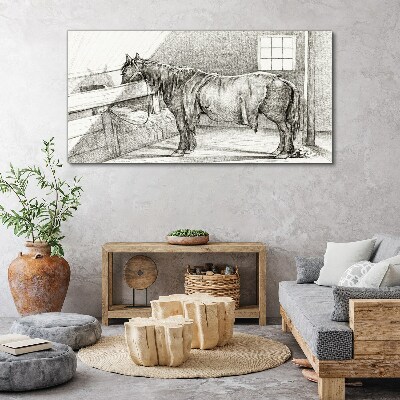 Foto op canvas Een rustig paard op stal