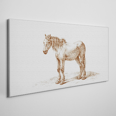 Canvas schilderij Tekening van een paard in tinten bruin
