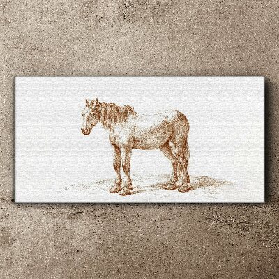 Canvas schilderij Tekening van een paard in tinten bruin