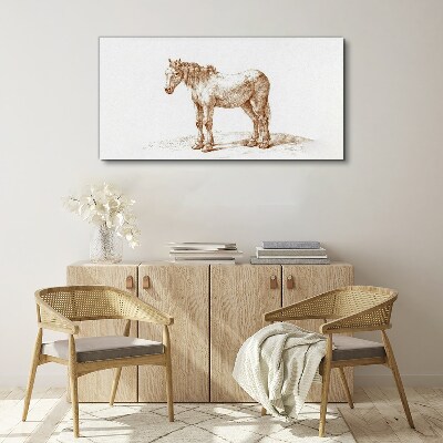 Canvas schilderij Tekening van een paard in tinten bruin
