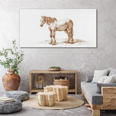 Canvas schilderij Tekening van een paard in tinten bruin