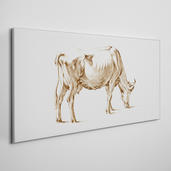 Schilderij op doek Koe in bruine omtrek