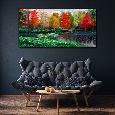 Foto op canvas Herfstlandschap aan het meer