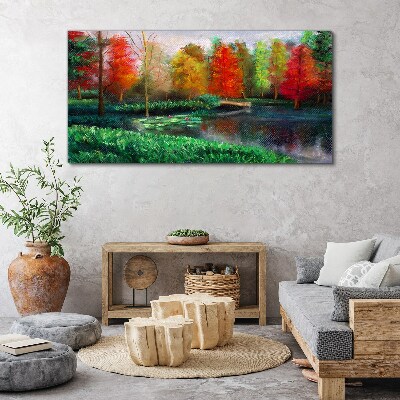 Foto op canvas Herfstlandschap aan het meer