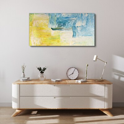 Canvas schilderij Abstracte compositie in geel en blauw