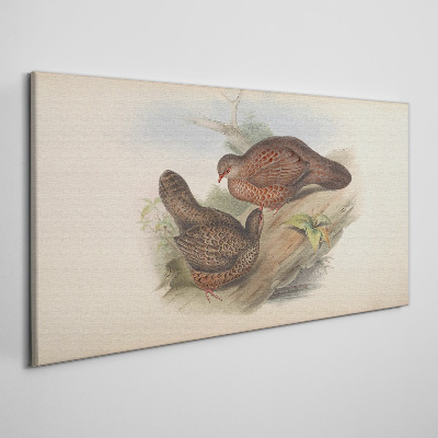 Schilderij op doek Twee vogels op een tak