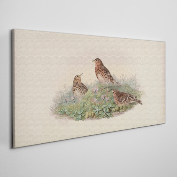 Foto op canvas Vogels tegen een achtergrond van bloemen
