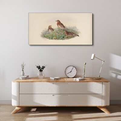 Foto op canvas Vogels tegen een achtergrond van bloemen