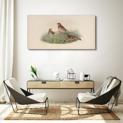 Foto op canvas Vogels tegen een achtergrond van bloemen