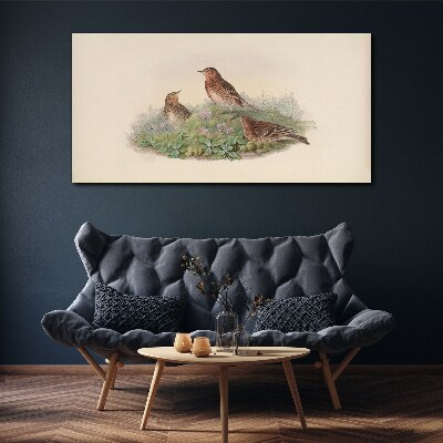 Foto op canvas Vogels tegen een achtergrond van bloemen