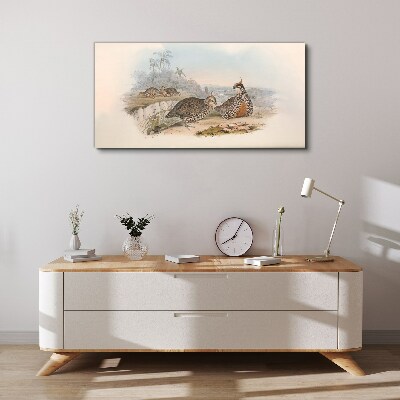 Foto op canvas Eenden tegen een tropische achtergrond