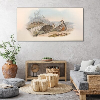 Foto op canvas Eenden tegen een tropische achtergrond