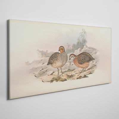 Canvas schilderij Een paar vogels op een delicate achtergrond