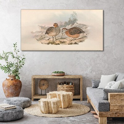 Canvas schilderij Een paar vogels op een delicate achtergrond