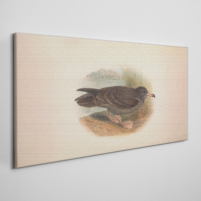 Canvas schilderij Een vogel aan de waterkant