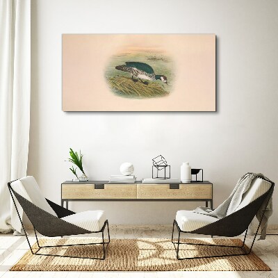 Canvas schilderij Een vogel op een waterachtergrond