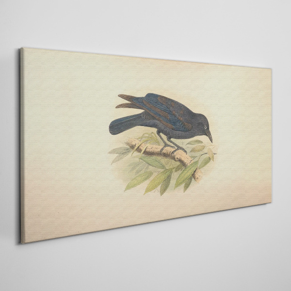 Canvas schilderij Zwarte vogel op een tak