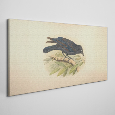 Canvas schilderij Zwarte vogel op een tak
