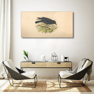 Canvas schilderij Zwarte vogel op een tak