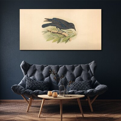 Canvas schilderij Zwarte vogel op een tak