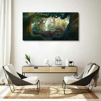 Schilderij op doek Een mysterieus bos vol leven