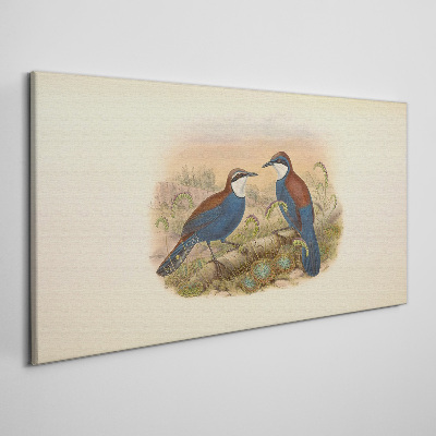 Foto op canvas Vogels praten in een pastelkleurig landschap
