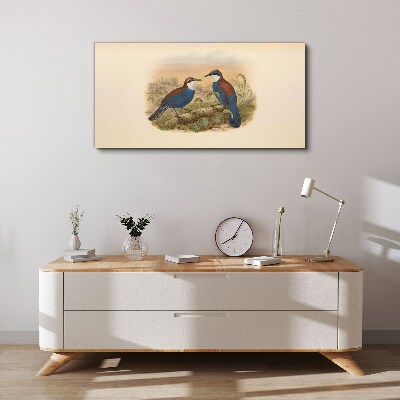 Foto op canvas Vogels praten in een pastelkleurig landschap