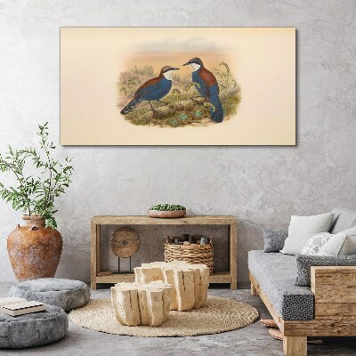 Foto op canvas Vogels praten in een pastelkleurig landschap