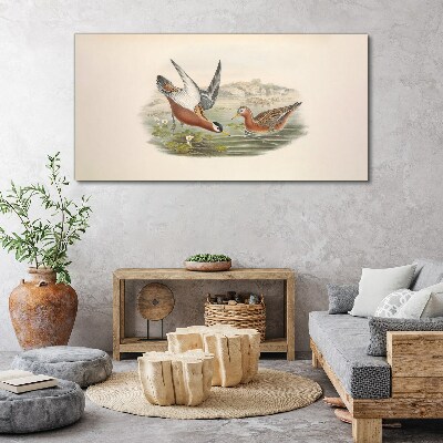Schilderij op doek Vogels over het water