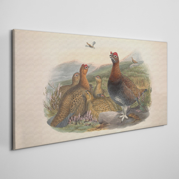 Canvas schilderij Een familie vogels in hun natuurlijke habitat